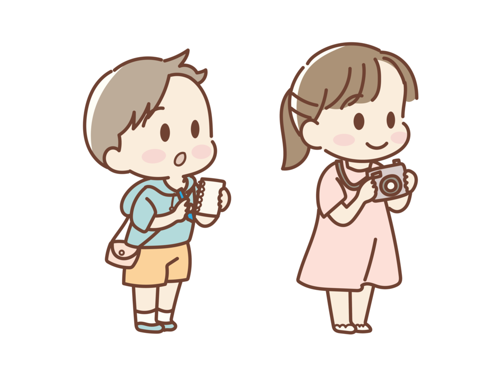 カメラを持って観察する子どものイラスト